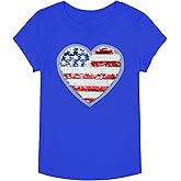 Mrocioa American Heart Flag Girls 4th of July Shirt USA Patriotic Kids Sequin T-Shirt for 2-7 Years
