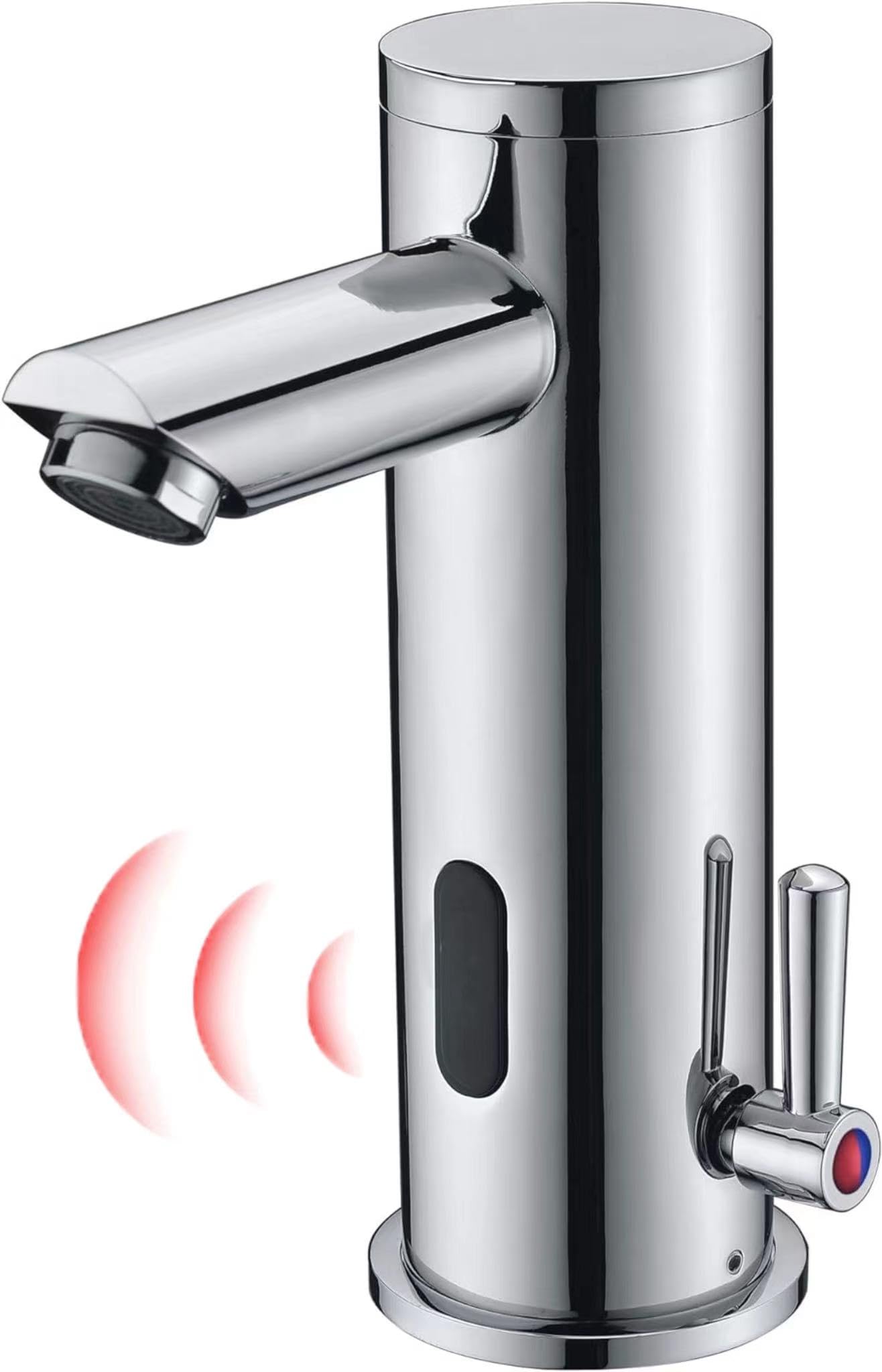 Gangang Infrared Sensor Tap for Bathroom Sink,Touchless Tap Automatic Faucet Bathroom Cold and Hot Sensor Tap, Single Handle Temperature Control (Chrome)