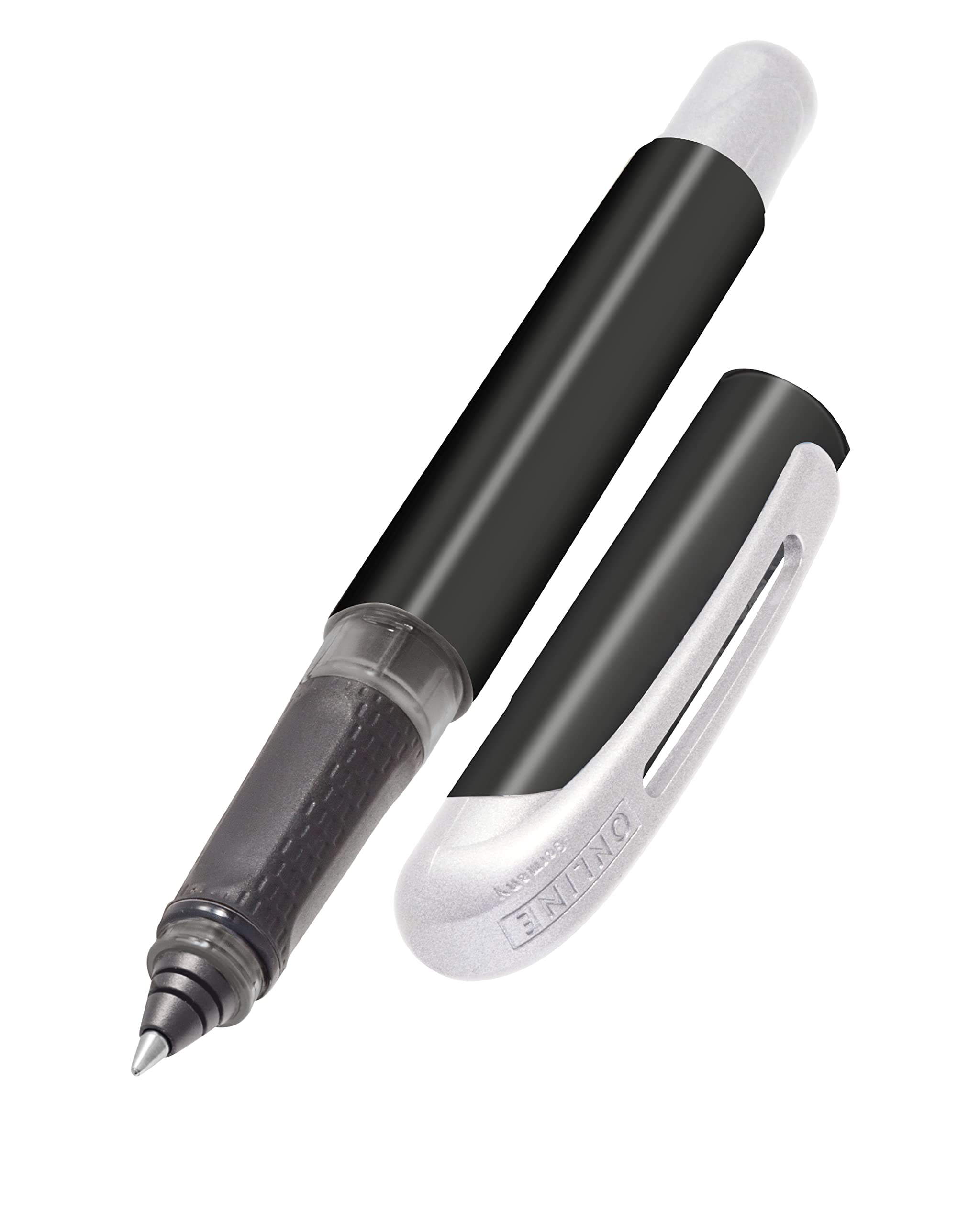 Online ergonomic rollerball pen Black Style for school & college grip part for left- and right-handed for standard ink cartridges, refillable pens for beginners, pupils, students, 12045/3D — image 1