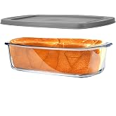 BAKEWAY Jambear Glass Loaf Pans for Baking Bread with Lids 1 Set - 1.9 Qt Glass Loaf Pan | Oven, Dishwasher, Fridge, Freezer &amp; Microwave Safe, Bread Pan Suit for Lasagna, Meatloaf, Banana