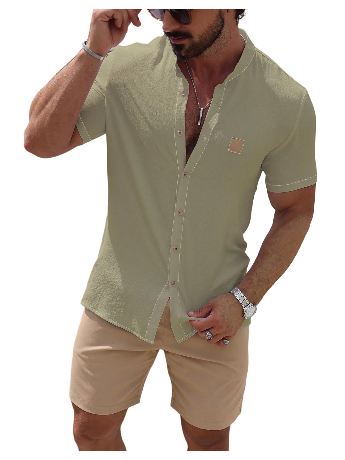 Photo 1 of SOLY HUX Men's Casual Drawstring Waist Short Khaki Large