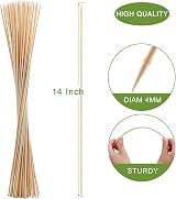 NadaKin 200 Pcs Bamboo Marshmallow Roasting Sticks 14 Inch Skewers view 4