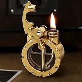 SOMGEM Vintage Steampunk Trench Lighter, Cool Kerosene Lighters with Transparent Fuel Tank, Windproof Reusable Soft Flame Antique Lighter Fluid Refillable, Unique Gifts for Men & Women (No Fuel)