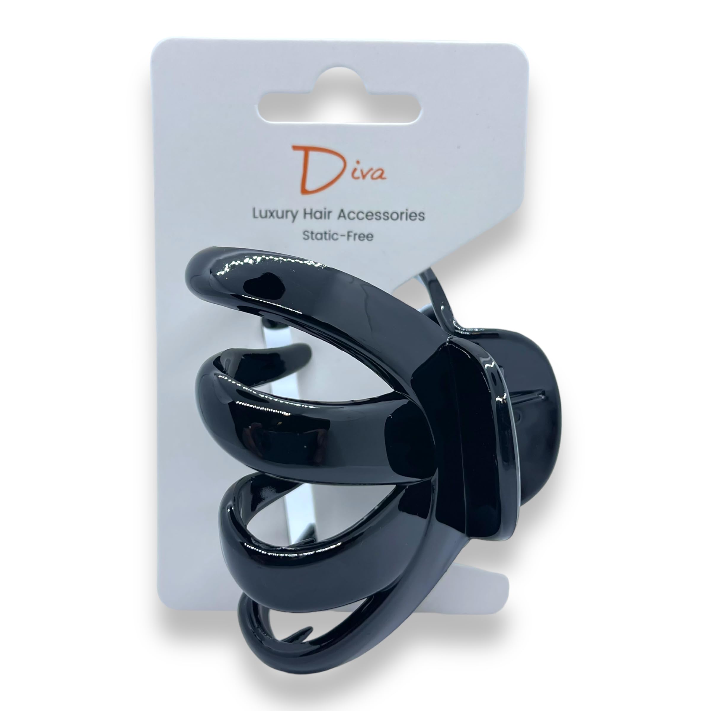 Diva Octopus Elegant & Premium Hair Claw Clip | All Hair Types Thick & Thin | Quality Materials | Chic & Fashionable | Durable Grip & Secure Hold (Black, 11.5 CM / 4.5 INCH)