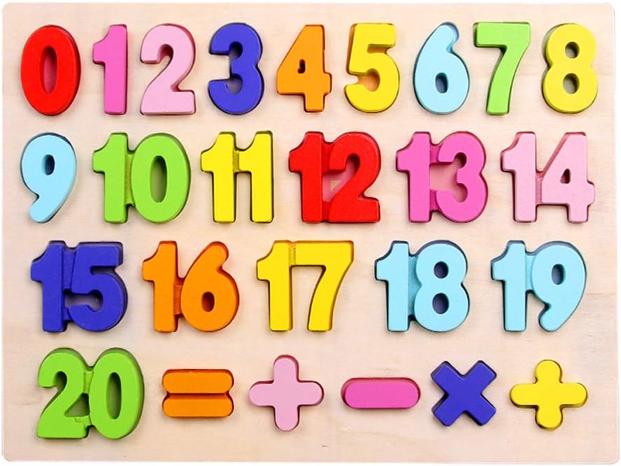 Moonvvin Wood Puzzle Board, 3D Jigsaw Puzzles for Girls Boys Toddlers Babies Kids Wood Jigsaw Puzzle Toys for 2-5 years - Numbers, Alphabet, and Shape Puzzle