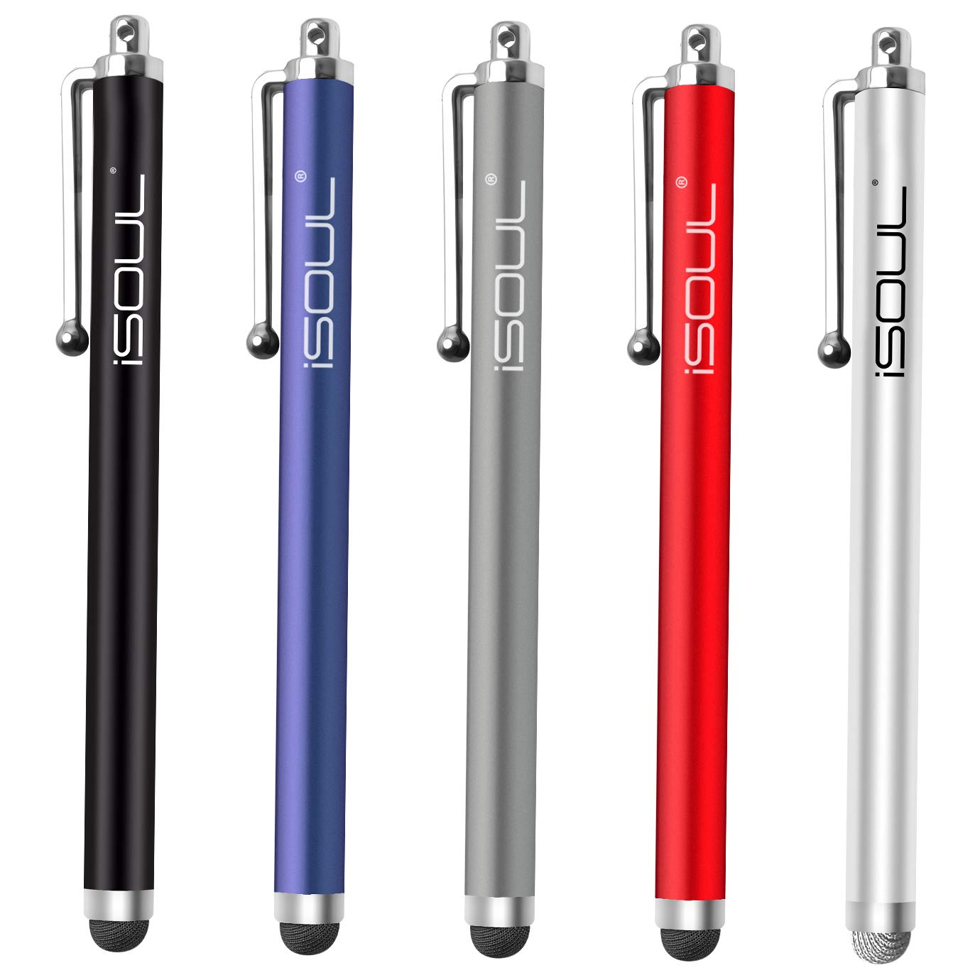 iSOUL Stylus Touch Pen, [5 PACK] Tablet Pen, Universal Capacitive Touchscreen Pen Steel Stylus For iPhone iPad Mini Pro Galaxy Note Tab Nexus Nokia Blackberry OnePlus Assorted