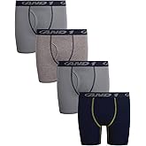 AND1 Boys Boxer Briefs - 4 Pack Performance Boys Underwear Boxer Briefs with Functional Fly Pouch, 5" Inseam (Size: 6-18)
