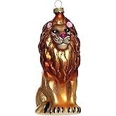 2pcs Glass Lion Christmas Ornament, Glass Lion Ornaments for Christmas Tree