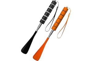 HAIKING Long Shoe Horn, 2 PCS Black Orange Retractable Shoe Horn Long Handle for Men Women Shoe-On Helper (30 cm/11.81 in)