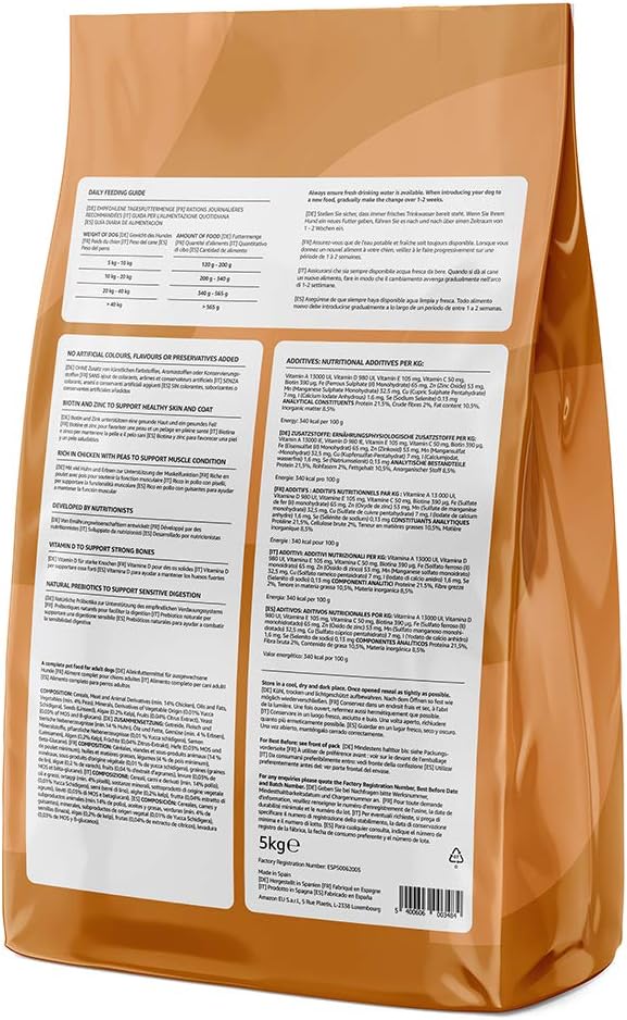 by Amazon - Complete Dry Dog Food for Adult Dogs Rich in Chicken with Peas, 1 Pack of 5kg, 5 kg (Pack of 1) - Image 3