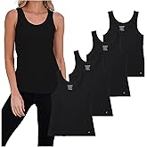 Lucky Brand Women's Tank Top - 4 Pack Stretch Cotton Scoop Neck Sleeveless T-Shirt, Camiseta sin Mangas para Mujer