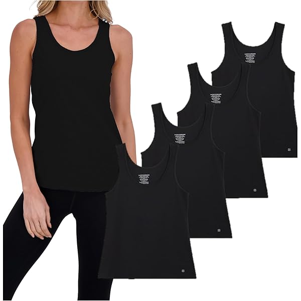 Zenana Outfitters 4 Pack Women's Plus Size Black Scoop Neck