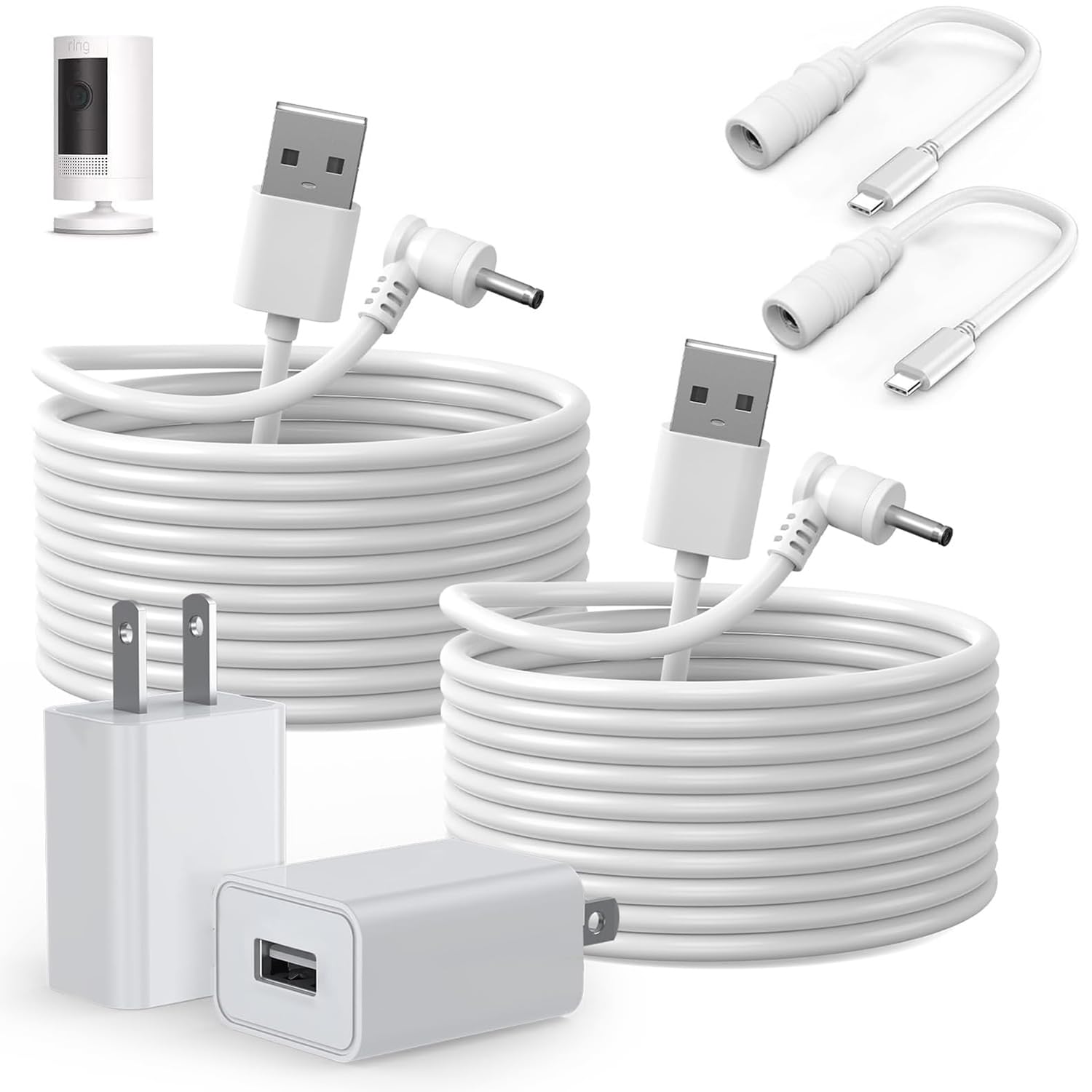 Photo 1 of ** only chargers** +JMDDS 2-Pack Power Adapter Charger Cable Compatible with Ring Stick Up Cam Battery/Plug-in 3rd Gen/2nd Gen & Ring Pan Tilt Stick Up Camera, Indoor/Outdoor Weatherproof Power Cord (4m/13.2ft)