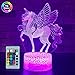SETIFUNI Unicorn Gifts Unicorn Toys Kids Night Light 16 Colors Changing with Remote 3D Optical Illusion Bedside Lamp as Christmas Gifts Birthday Gifts for Girls