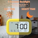 DOOMAY Digital Alarm Clock Bedside Battery Powered LCD Display Yellow view 5