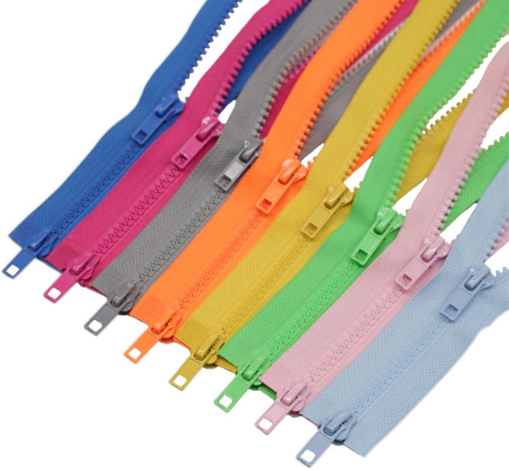 Meillia 8pcs 48" Two Way Separating Jacket Zippers for Sewing Coat Clothes 48 Inch Jacket Zipper Heavy Duty Plastic Zippers Bulk in 8 Colors