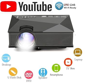 Flyball UC46 WiFi Unic Full HD Led Home Theatre Multipurpose Projector (Black)