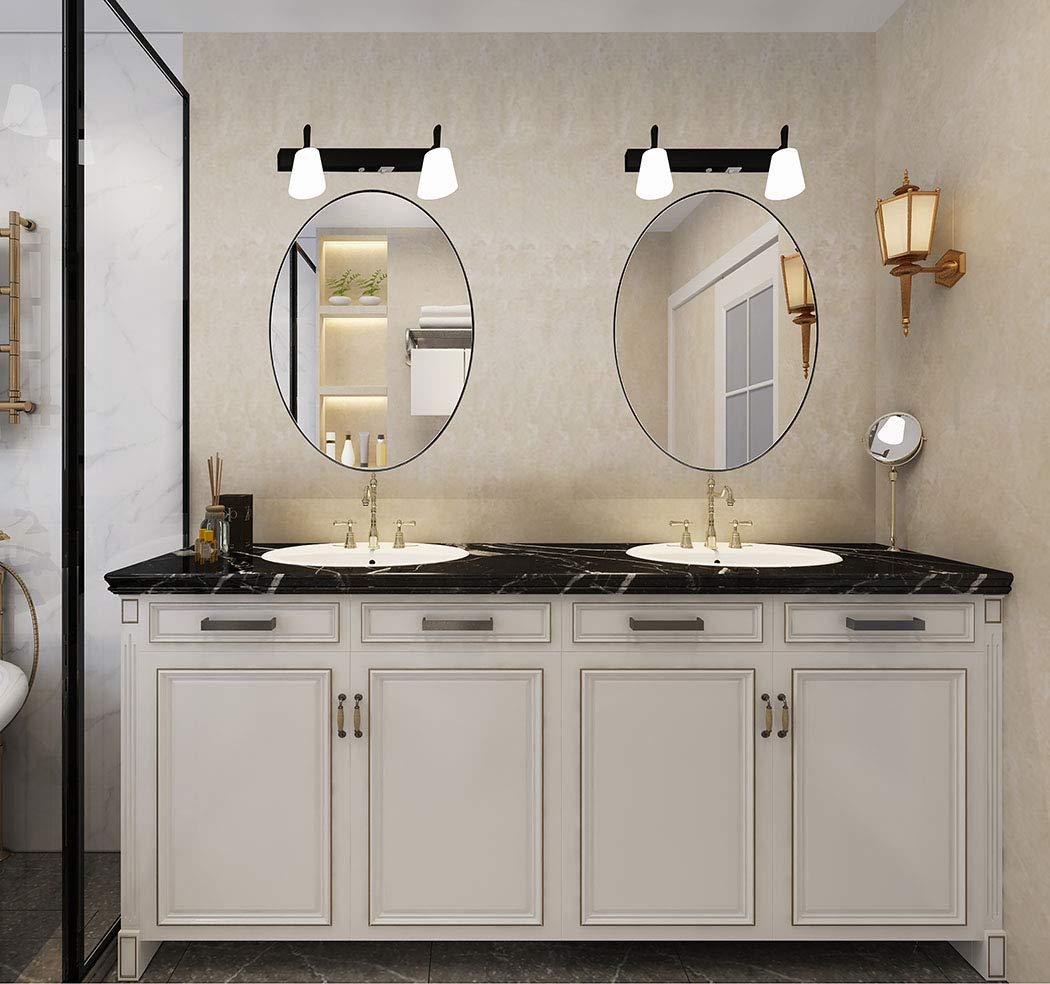 ANDY STAR Oval Wall Mirror | 22x30x1'' Modern Black Bathroom Mirror with Stainless Steel Metal Frame 1'' Deep Set Design