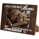 Yxadu Grandma Gifts, Rustic Photo Frames 4 x 6-Nature Wood Texture, Only The Best Moms get Promoted to Grandma, Grandmother Picture Frame Grandmother Gift for Mother's Day, Pregnancy Announcement