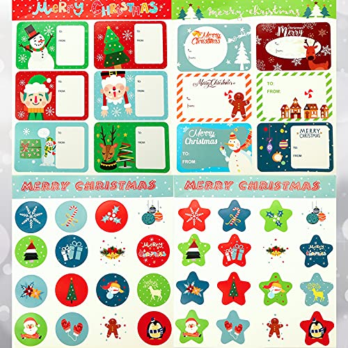 Koogel 448pcs Christmas Present Labels, 52 Sheets Self Adhesive Christmas Gift Tags Present Tags Sticker for Bookmarks Scrapbooks Gift Paper Wrappers Christmas Gift