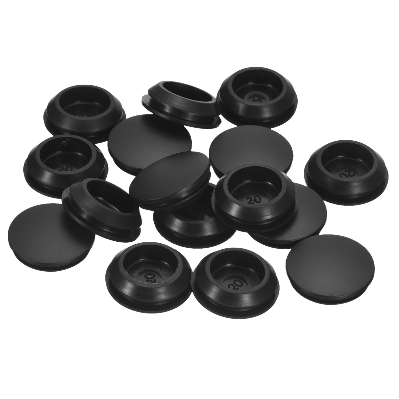 TOP-VIGOR 16Pcs Silicone Snap in Locking Hole Plugs, Rubber Panel Seal Cover Flush Type Panel Round for 20-22mm Hole, Hole Stoppers for Kitchen Rubber Bulkheads Waterproof Sealing Plugs, Black