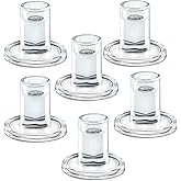 Low Glass Taper Candle Holders fit Candle Base Diameter 5/6-7/8 inch- Wedding Table Centerpiece Short Clear Candlestick Holders - Set of 6