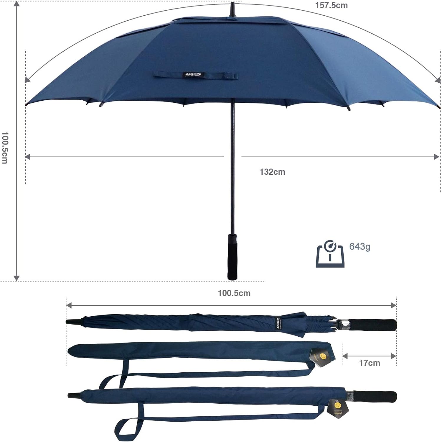 ACEIken Golf Umbrella Large 58/62/68 Inch Automatic Open Golf Umbrella Extra Large Oversize Double Canopy Vented Umbrella Windproof Waterproof for Men and Women : Clothing