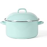 Martha Stewart Thayer 6.4-Quart Enamel On Steel Scratch Resistant Dutch Oven w/Lid - Martha Blue, Induction Safe
