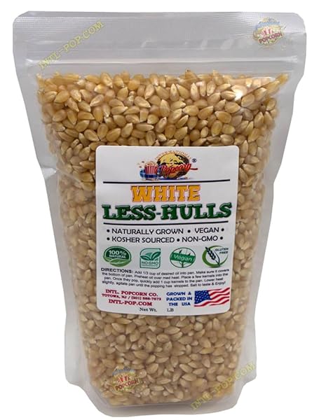3.9 LB WHITE VIRTUALLY HULLESS (LESS HULLS) POPCORN...