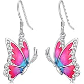 LWXIE Diamond Butterfly Earrings 925 Sterling Silver Butterfly Dangle Drop Earring with Lab Grown Diamonds 0.34 ct Jewelry Gifts for Women