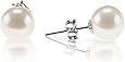 PAVOI 18K Gold Plated Sterling Silver Round Stud White Simulated Shell Pearl Earrings