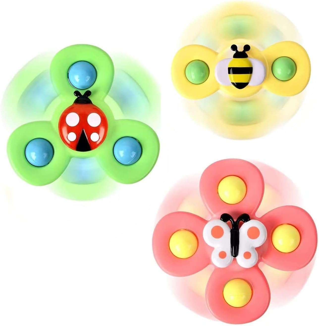 TREATY 3Pcs Suction Cup Spinner Toy, Bath Fidget Spinner for Babie| Baby Suction Spinner Toys for Toddler|Baby Fidget Spinner for Babie|Window Spinner Toy Unisex Under 6 Year (FLUTTER SPINNER) — image 1