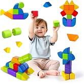 Pairez Toys Large Magnetic Building Blocks, 3D Shapes for Kids 3+ | 21 PCS Blocks, 6 Colors &amp; 6 Shapes, Creative Open-Ended Play, Educational Learning Magnet Toy, Holiday Gift for Boys &amp; Girls