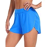 HeyNuts My Pace Running Shorts for Women, Mid Waisted Reflective Athletic Shorts Lined Workout Shorts 3"