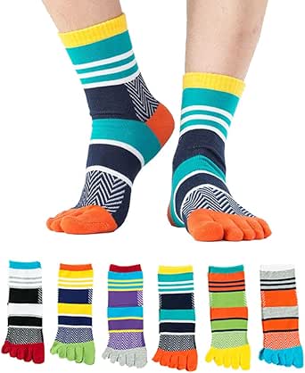 Download Men's Five Finger Toe Socks Cotton Crew Casual Colorful ...