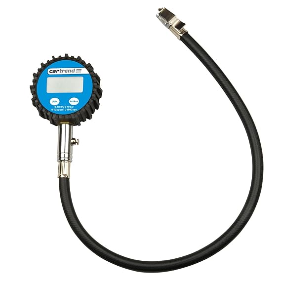 Cartrend 50238 Digitaler, beleuchteter professioneller Reifendruckprüfer bis 10 Bar