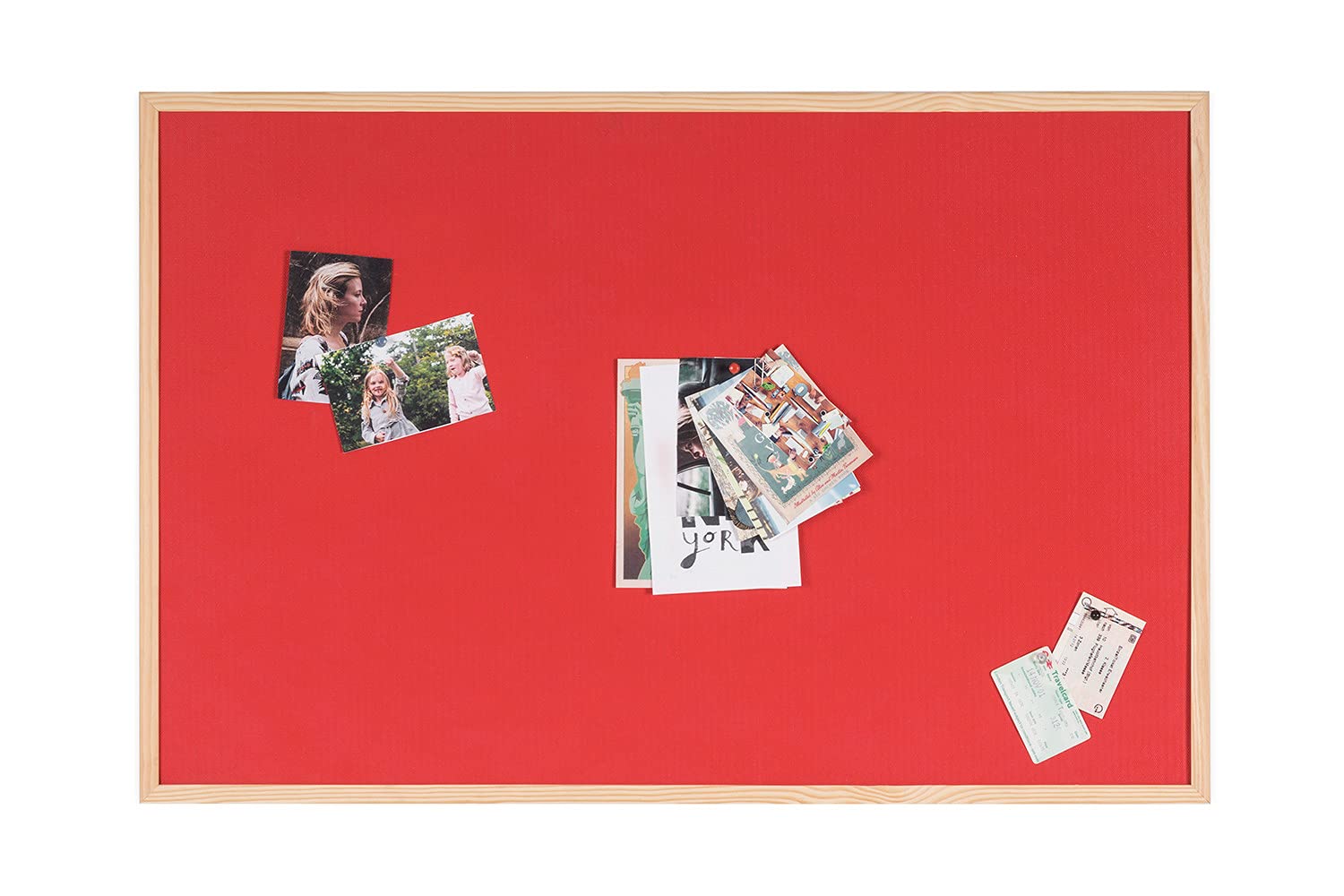Bi-Office Reversible Notice Board, Cork and Red Felt, Wood Frame, 60 x 40 cm