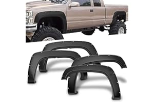 FREEMOTOR802 Compatible with 1988-1998 Chevy C1500 K1500 Fender Flares, Pocket Rivet Style PP Wheel Cover Guard Protector 4pcs Set