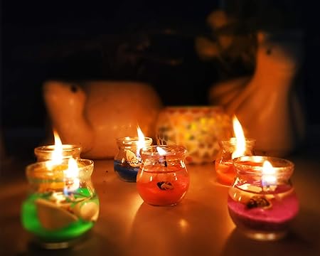 PeepalComm Set of 12pcs Shell Ocean Jelly Transparent Glass Candles (Small Size Without Fragrance)