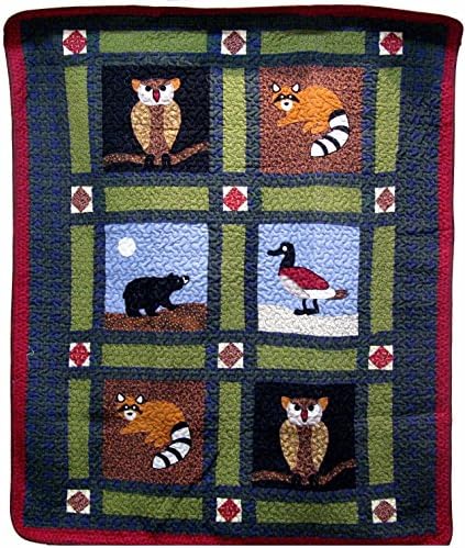 Rustic Patchwork Wildlife Wall Hanging/Lap Quilt 50" x 60"
