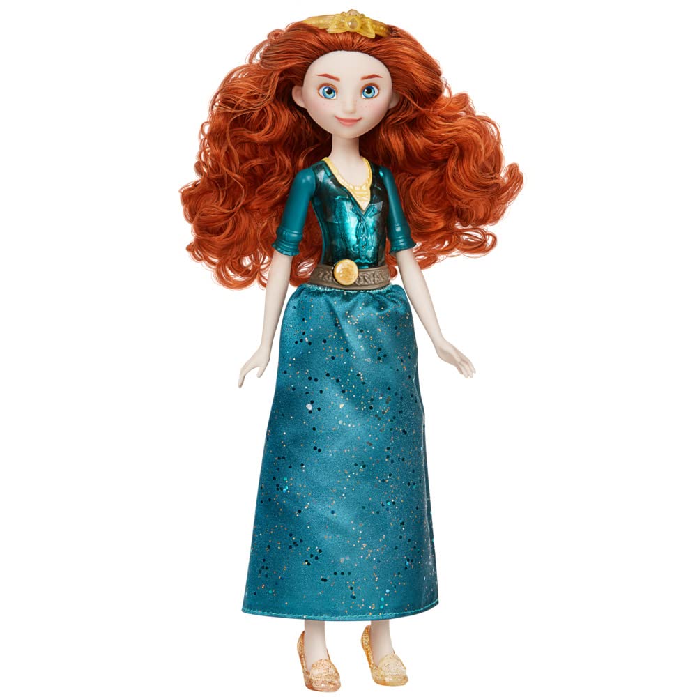 Disney Princess Royal Shimmer Merida Doll, Fashion Doll with Skirt and Accessories, Toy for Kids Ages 3 and Up, Blue,red,white