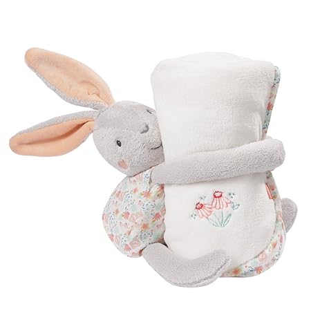 Fehn 062175 Kuscheltier Hase mit Decke | Perfektes Geschenk-Set aus Stofftier und Kuscheldecke zum Knuddeln, Schmusen und Lie