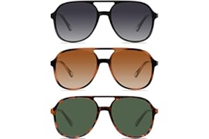 YDAOWKN Retro Square Aviator Sunglasses for Womens Mens Vintage 70s Double Bridge Sun Glasses