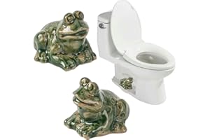 NENYLEI Frog Toilet Bolt Covers, Frog Toilet Bolt Caps, Toilet Knob Covers for Bottom of Toilet, Decorative Toilet Knob Covers, Ceramic Toilet Knob Covers, Toilet Bowl Knob Cover (Frog*2)
