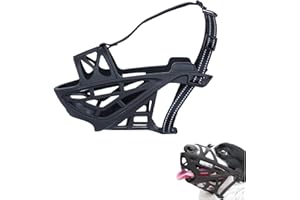 D-CHUANGX Soft Basket Silicone Muzzle for Dogs - Prevent Biting, Chewing & Barking - Allows Drinking & Panting - Use with Collar - Secure & Comfortable Dog Muzzle (Black, Small)