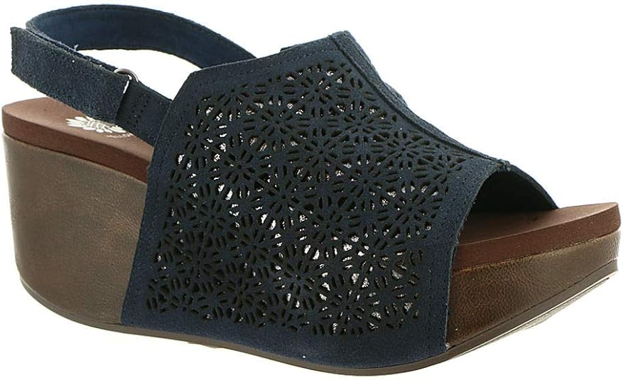 yellow box navy sandals