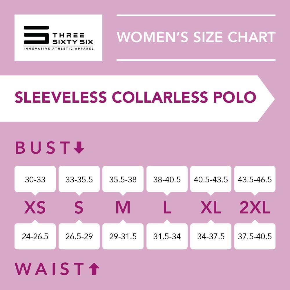 Three Sixty Six Women's Sleeveless Collarless Golf Shirt - Quick Dry Fabric, Lightweight Compression Golf Polo: Clothing