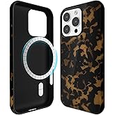 Svanove for iPhone 16 Pro Max Case Tortoise Shell, Compatible with Magsafe Magnetic Phone Case, Girly Cute Trendy Retro Amber Animal Print Aesthetic Design Cool Turtle Shell Hard Case for Women