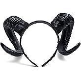 Moyubath Devil Horns Headband, Black Antlers Gothic Steampunk Demon Horns Headband
