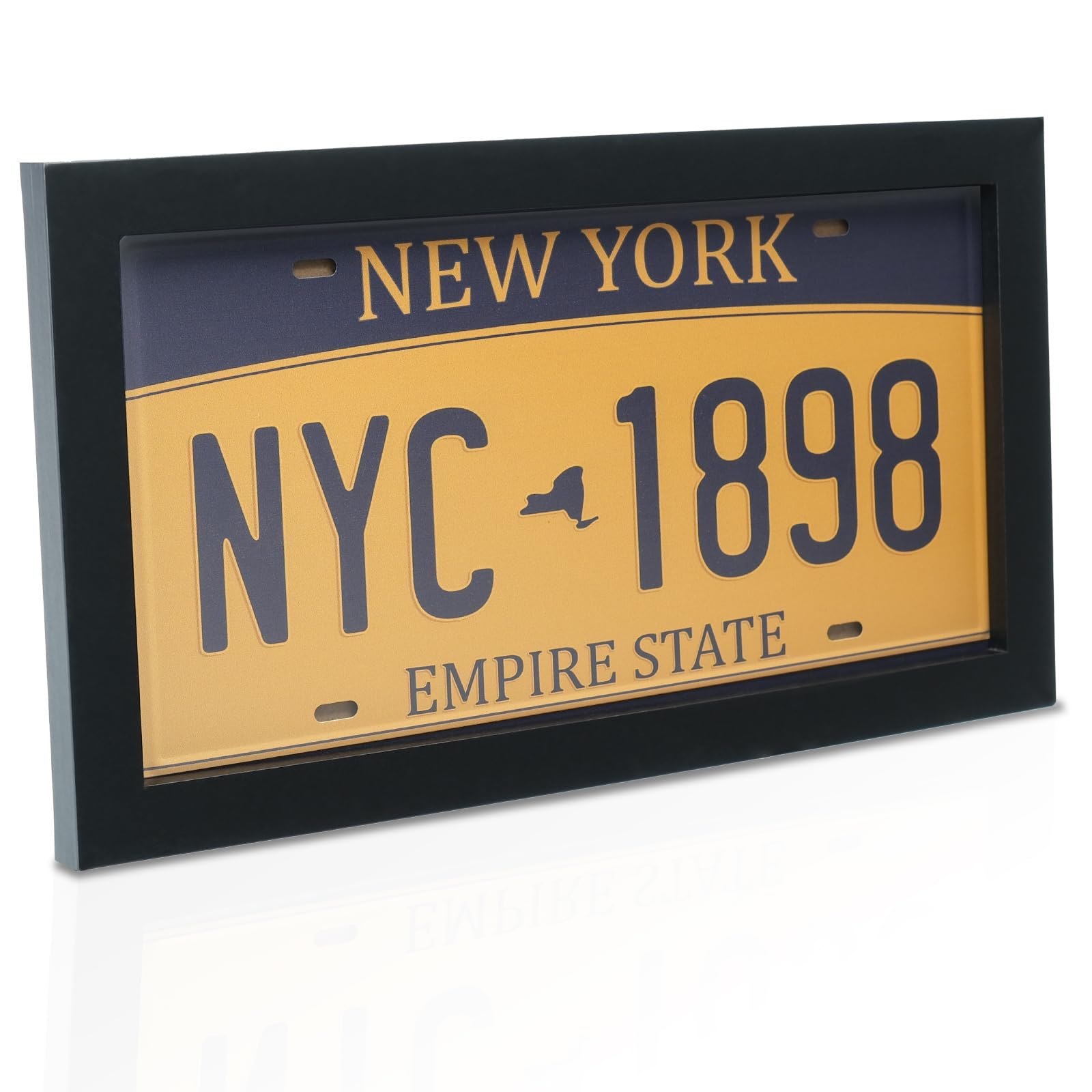 Photo 1 of **FRAME ONLY** MIAOHAIJTZ Modern Black License Plate Wall Decor Frame, Solid Wood Display Picture Frame with UV Protection Fits 12.25”×6.25” Plate Frames, Vehicle Tag Display On Wall Or Table by Hanger and Bracket
